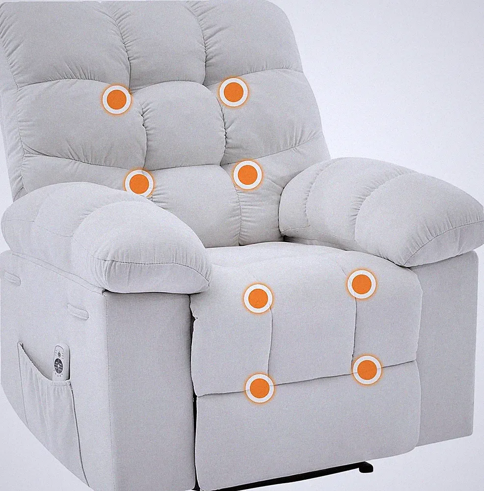 360° Swivel Rocker Recliner with Remote, 2 Pockets, Ergonomic Fabric