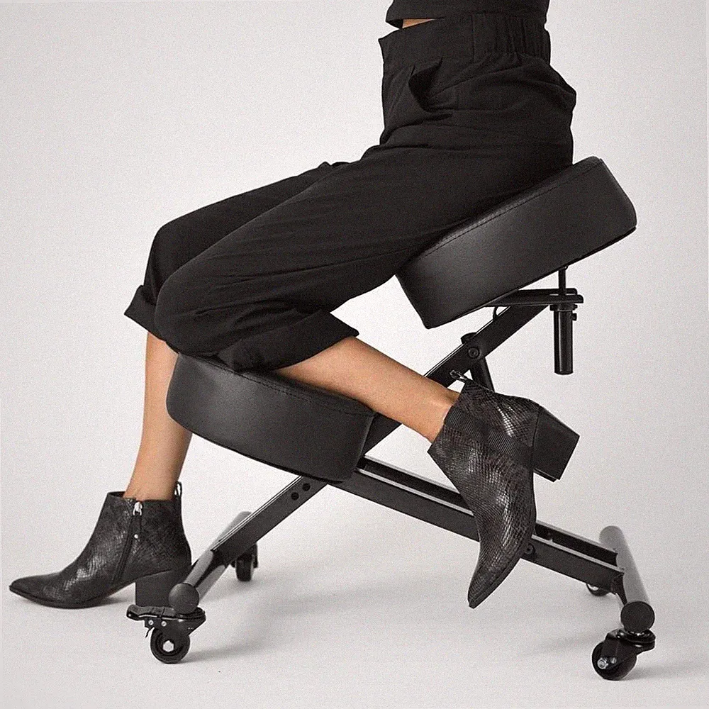 Adjustable Ergonomic Kneeling Chair with Cushions and Wheels for Comfort