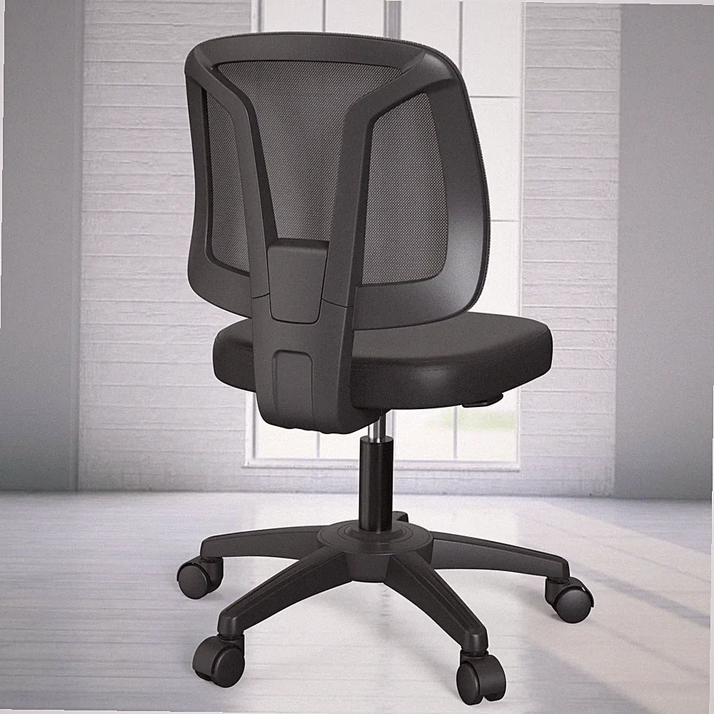 Armless Office Desk Chair No Arms with Back Support Rolling Wheels for Home S...