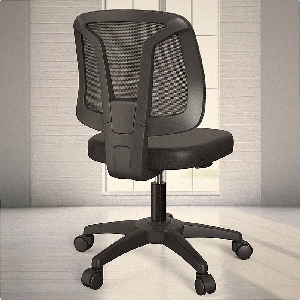 Armless Office Desk Chair No Arms with Back Support Rolling Wheels for Home Stud