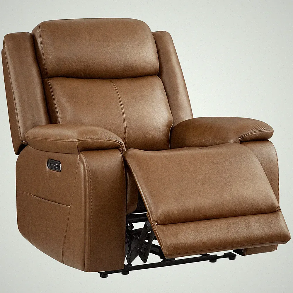 CHITA Genuine Leather Recliner for Adults, Dual Motor Zero Wall Hugger Recliner