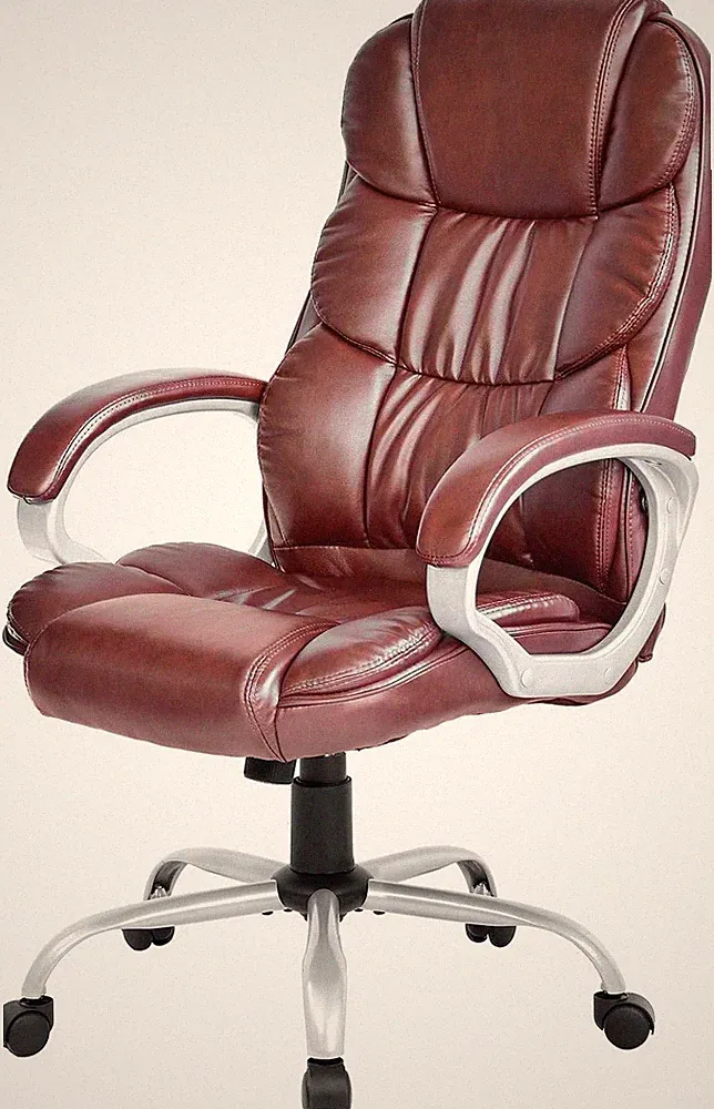 Office Chair Ergonomic Back Rolling Swivel Chair Adjustable High Chair, Brown