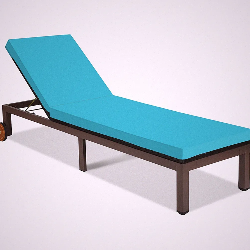 Patio Rattan Lounge Chair Chaise Recliner Back Adjustable W/Wheels Cushioned