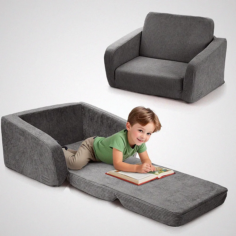 ZICOTO Comfy Kids Chair for Toddler Stylish 2 in 1 Lounger Made of Memory Fo...